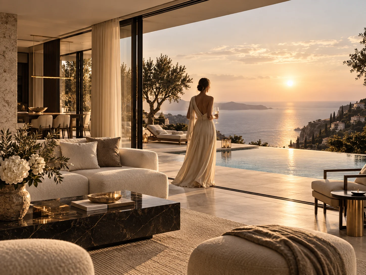 Luxury global residence at golden hour