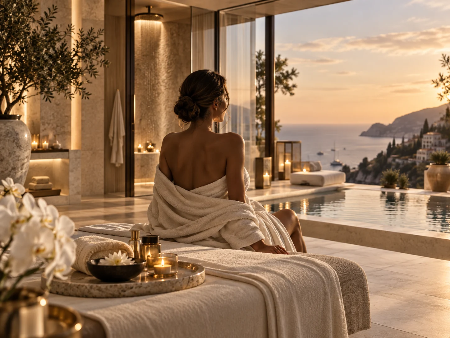 Luxury wellness retreat overlooking the coast